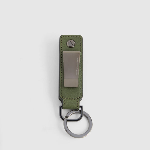 Leather Keychain with Money Clip - Forest green - photo 2