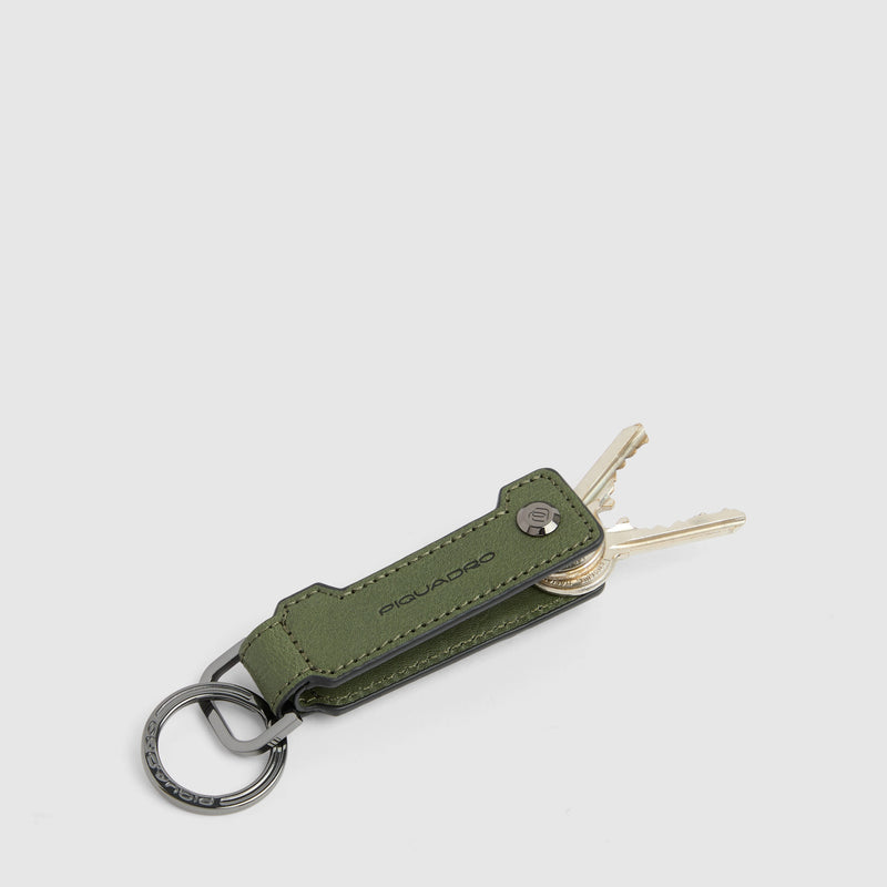 Leather Keychain with Money Clip - Forest green - photo 3