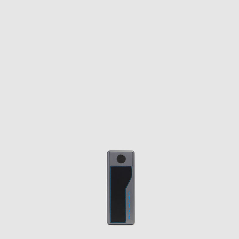 Leather and Aluminum Keychain with Money Clip - Black