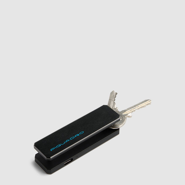 Leather Keychain with Find My Tracker and Engravable Tag - Black - photo 3