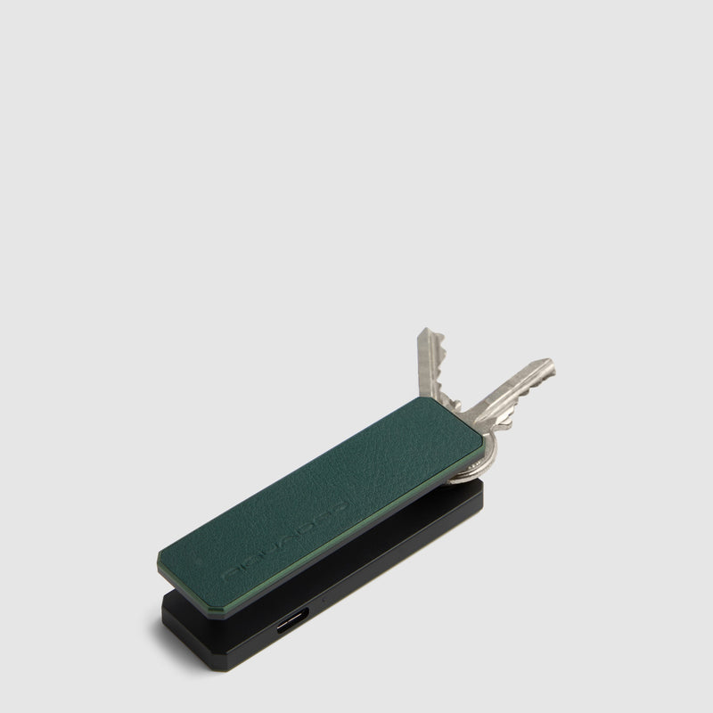 Leather Keyring with Tracker, Find My Compatible - Green - photo 3