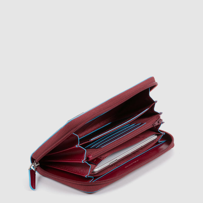 Women's Zip-Around Leather Wallet with 11 Card Slots - Red - photo 2