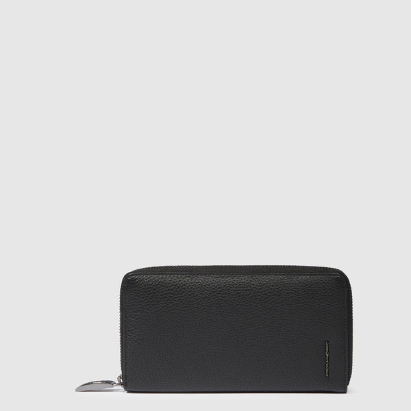 Zip-Around Leather Wallet with 11 Card Slots - 1