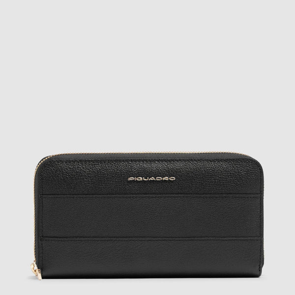 Leather Zip-Around Wallet with 11 RFID-Protected Card Slots - 1