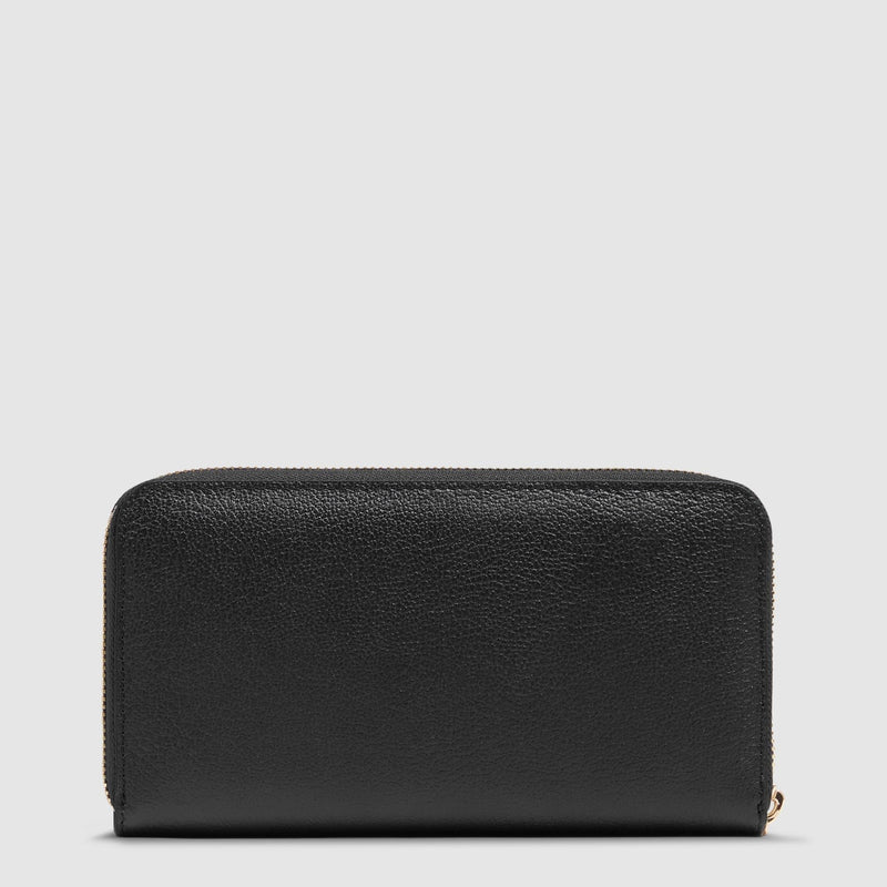 Leather Zip-Around Wallet with 11 RFID-Protected Card Slots