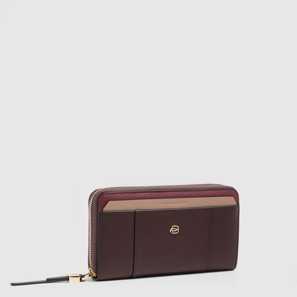 Cartera grande mujer, 4 fuelles - Burdeos/Rosa - foto 2