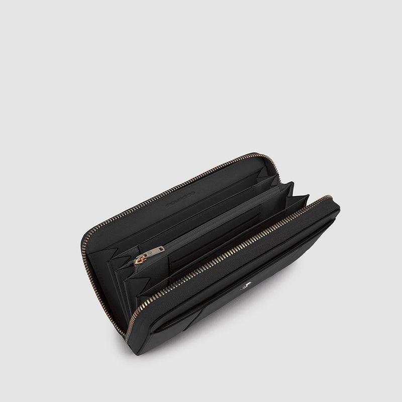 Women's Zip-Around Leather Wallet, 11 Card Slots, RFID