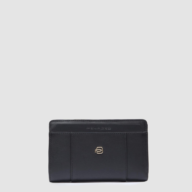 Women's Leather Wallet, 10 Card Slots & RFID Blocking - Black