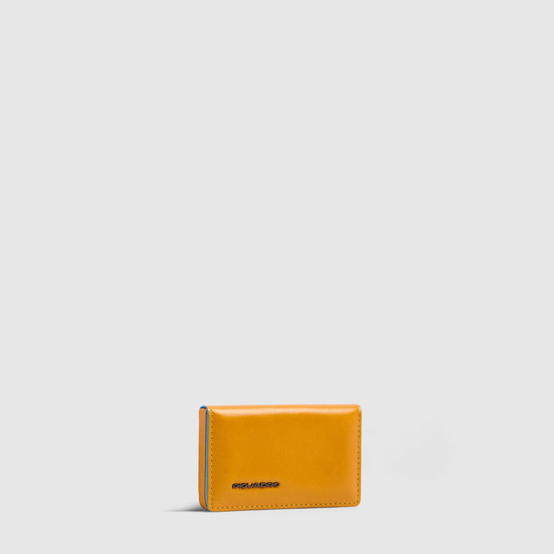 Slim Leather Business Card Holder Blue Square - Yellow - photo 2