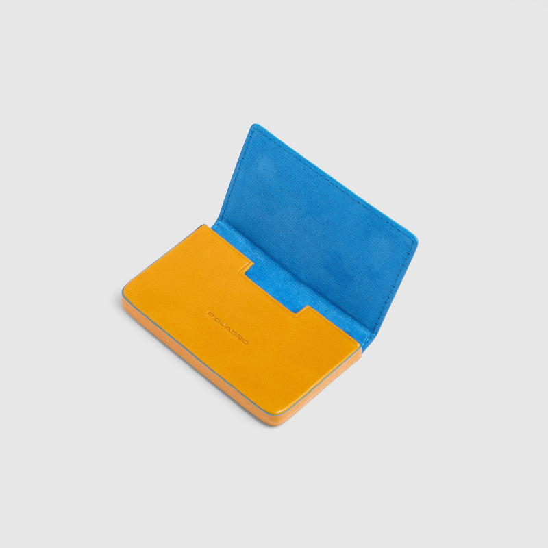 Slim Leather Business Card Holder Blue Square - Yellow - photo 4