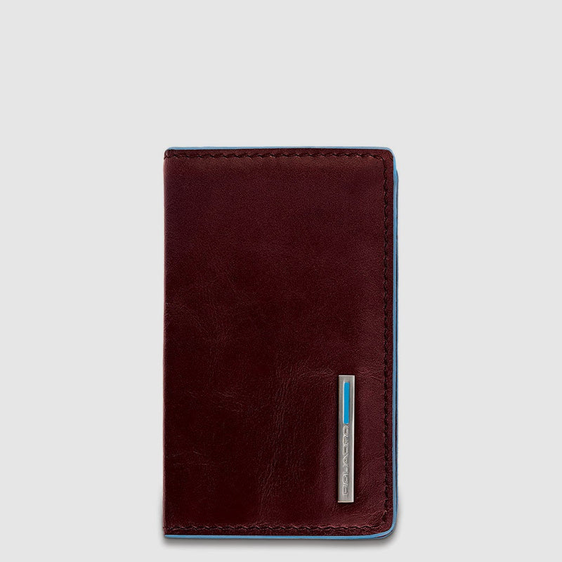 Slim Leather Business Card Holder Blue Square - Mahogany