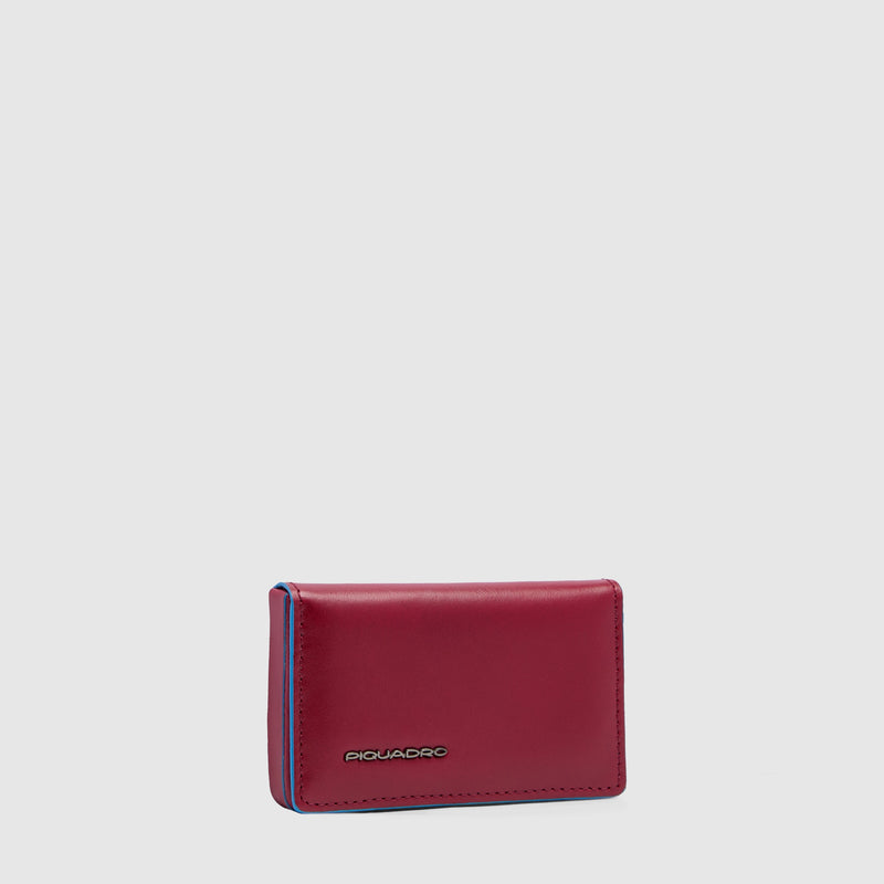 Slim Leather Business Card Holder Blue Square - Red - photo 2