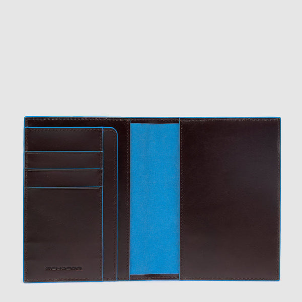 Leather Passport Holder with 3 Card Slots - Mahogany - photo 3
