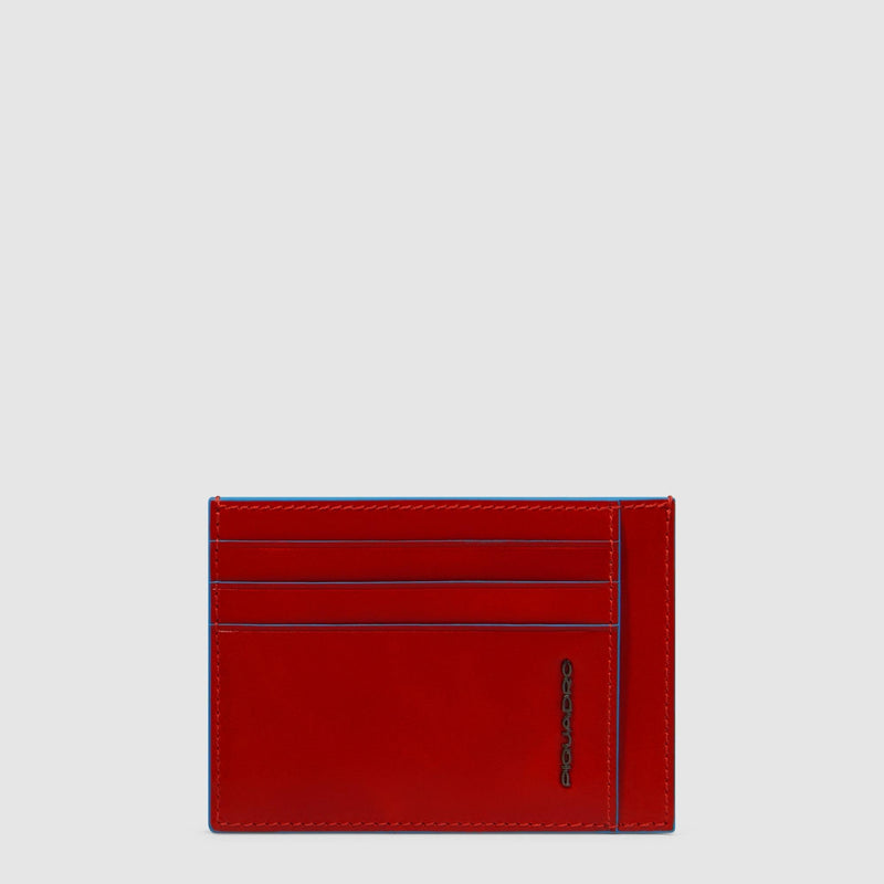 Slim RFID Leather Card Holder with 6 Card Slots - Orange