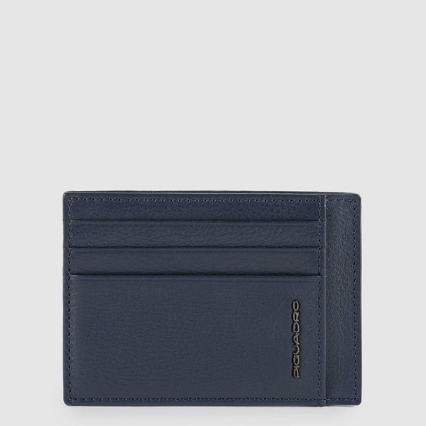 Leather Card Holder with RFID Protection for 6 Cards - Blue
