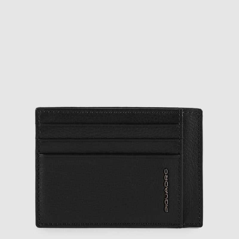 Leather Card Holder with RFID Protection for 6 Cards - Black