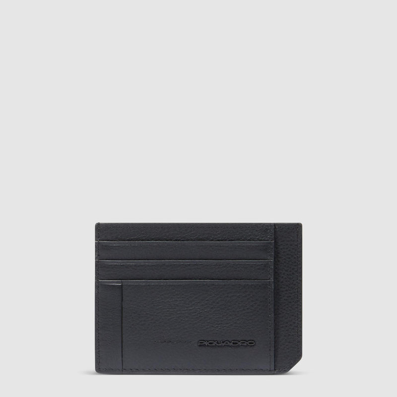 Slim 6-Card Leather Card Holder with RFID Protection - Black