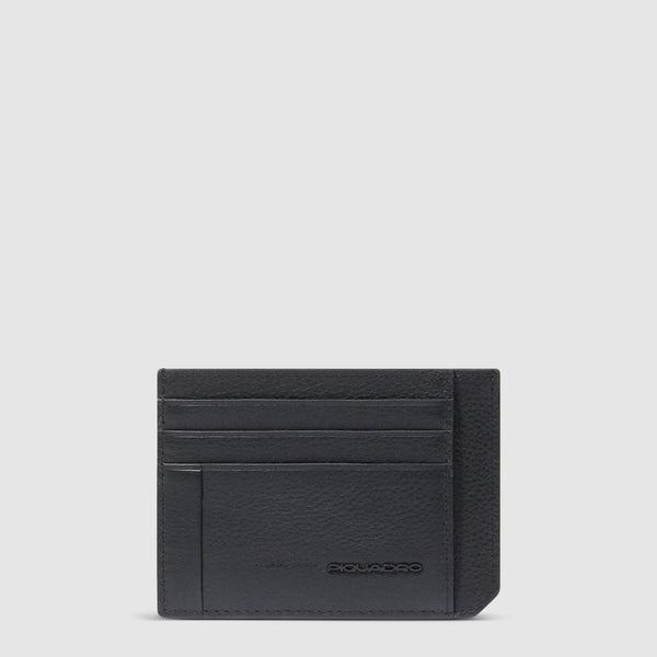Slim 6-Card Leather Card Holder with RFID Protection - Black