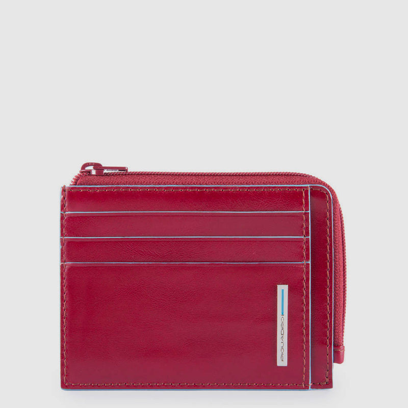 Leather Coin Purse with 6 Card Slots & RFID Protection - Red