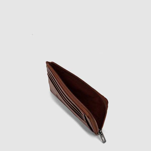 6-Card Leather Card Holder with Coin Pocket - Leather brown - photo 3