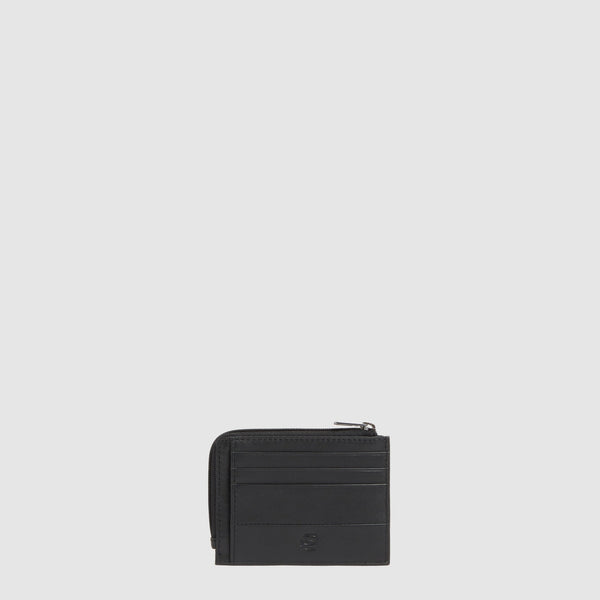 6-Card Leather Card Holder with Coin Pocket - Black - photo 2