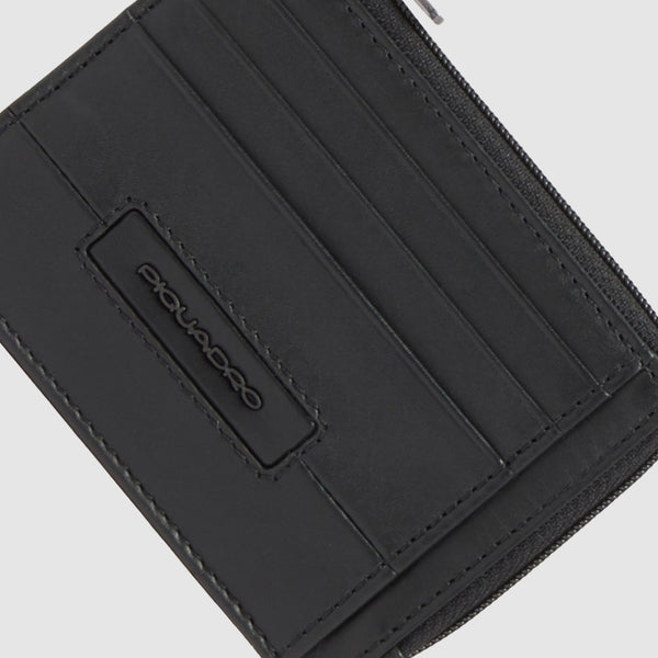 6-Card Leather Card Holder with Coin Pocket - Black - photo 3