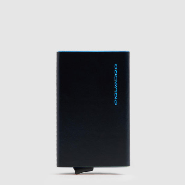 Metal Pop-Up Card Holder Blue Square with RFID Protection - 1