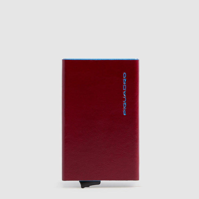 Metal Pop-Up Card Holder Blue Square with RFID Protection - Red
