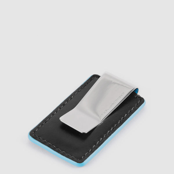 Slim Leather Money Clip for Cards and Cash - Black