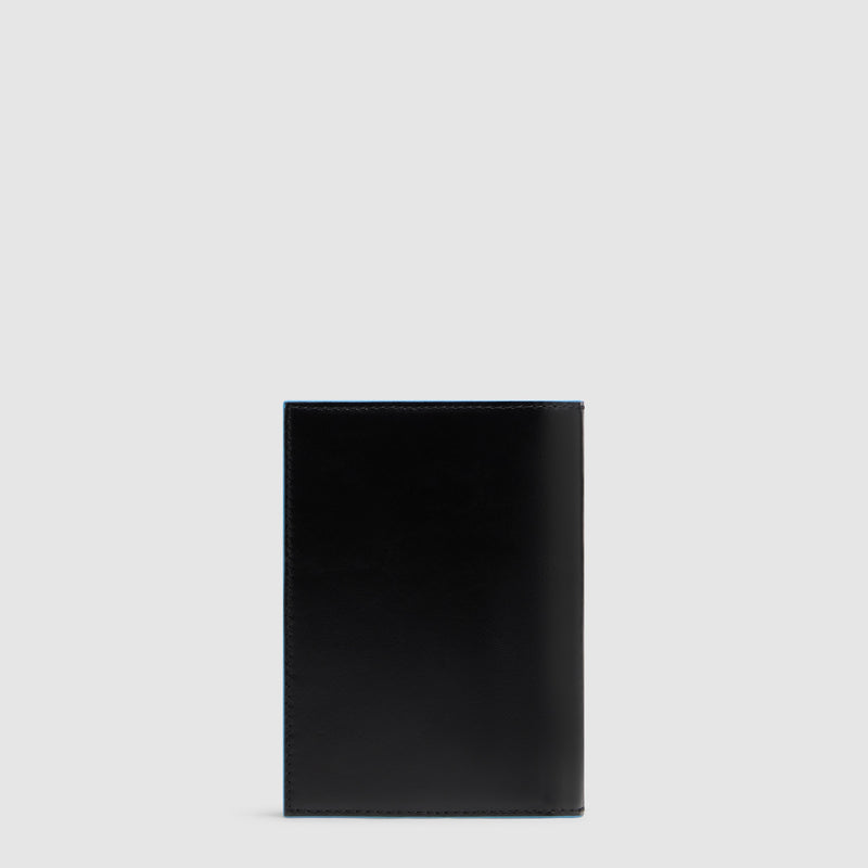 Leather Passport Holder with 5 Card Slots - Black - photo 3