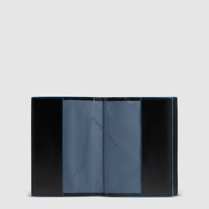 Leather Passport Holder with 5 Card Slots - Black - photo 4