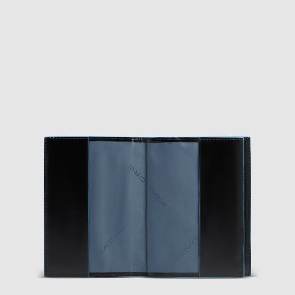 Leather Passport Holder with 5 Card Slots - Black - photo 4