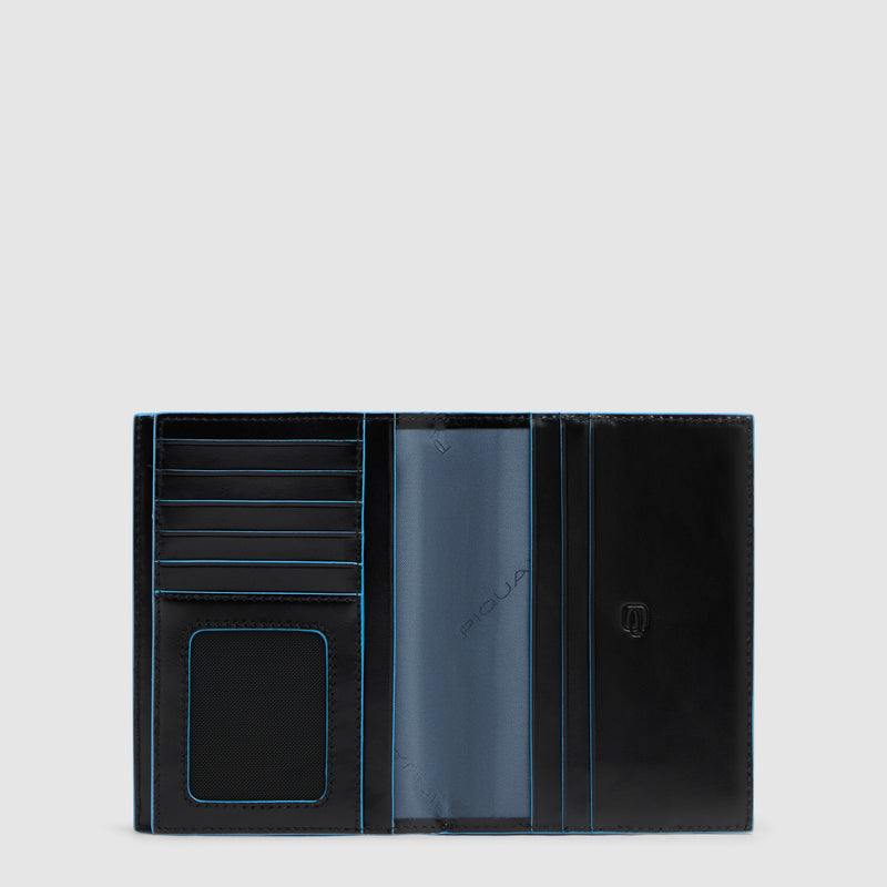 Leather Passport Holder with 5 Card Slots - Black - photo 5