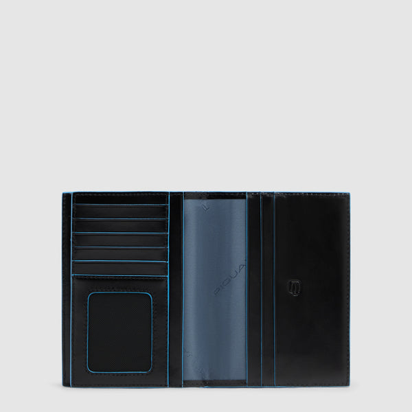 Leather Passport Holder with 5 Card Slots - Black - photo 5