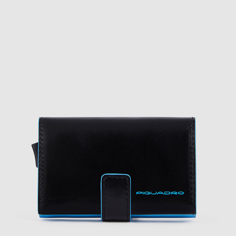 Pop-Up Metal and Leather Card Holder - Black - photo 2