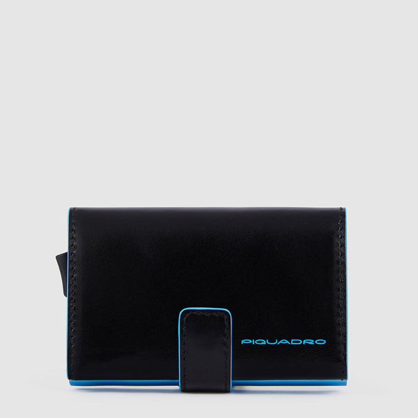 Pop-Up Metal and Leather Card Holder - Black - photo 2