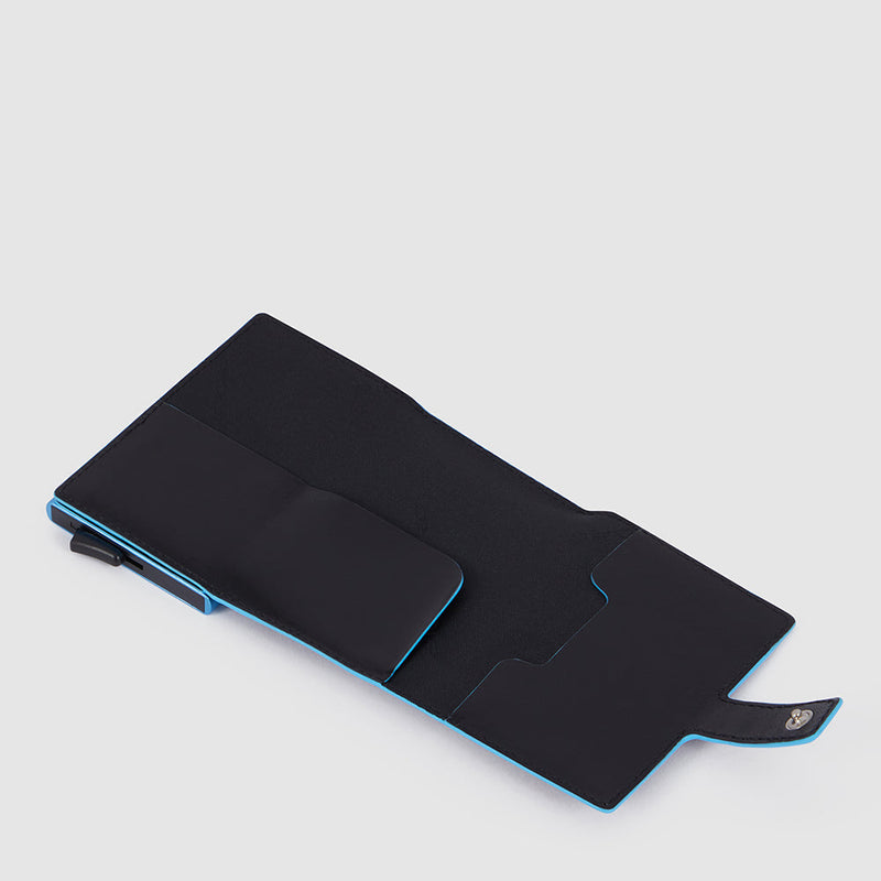 Pop-Up Metal and Leather Card Holder - Black - photo 3