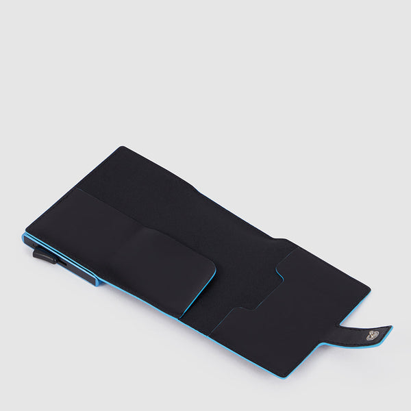 Pop-Up Metal and Leather Card Holder - Black - photo 3