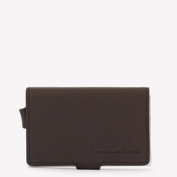 Pop-Up Black Square Card Holder with RFID Blocking - Dark brown