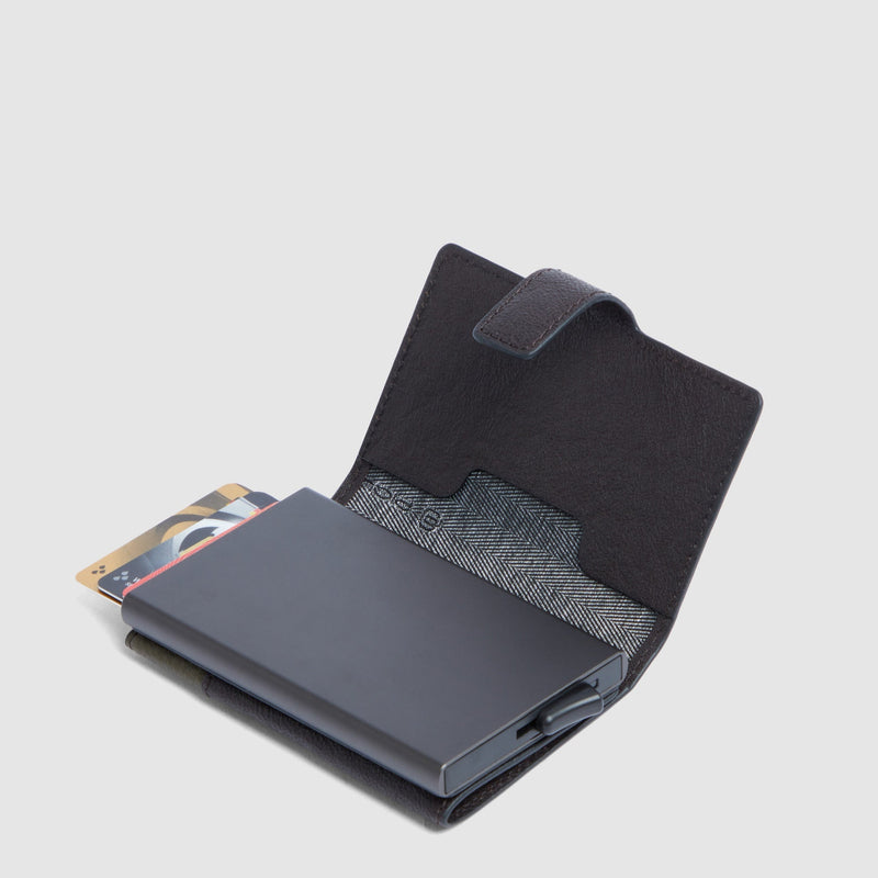 Pop-Up Black Square Card Holder with RFID Blocking - Green/Dark brown - photo 3