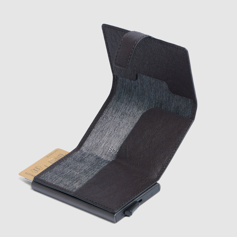 Pop-Up Black Square Card Holder with RFID Blocking - Green/Dark brown - photo 4