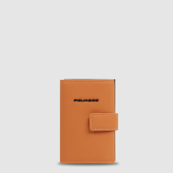 Pop-Up Card Holder in Metal & Water-Resistant Fabric - Brick