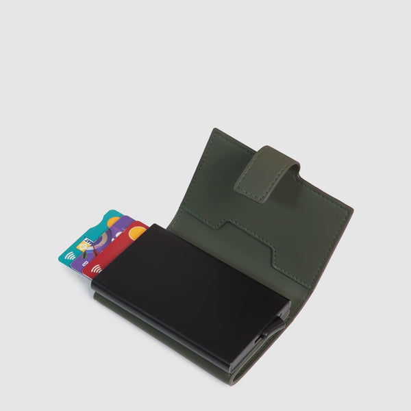 Pop-Up Card Holder in Metal & Water-Resistant Fabric - Green - photo 5