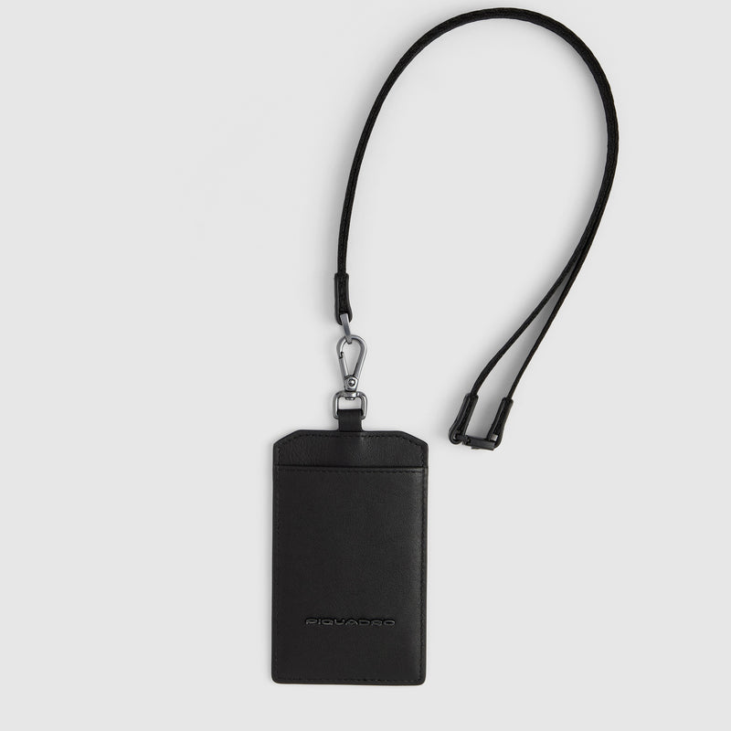 Porta Badge in pelle - nero
