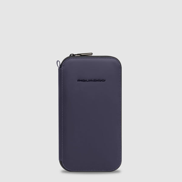 Porta passaporto con zip - Blu