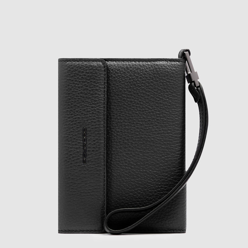 Leather Passport Holder with 4 Card Slots and RFID - Black
