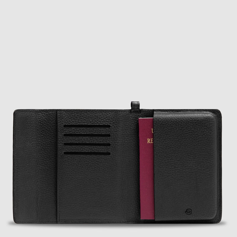 Leather Passport Holder with 4 Card Slots and RFID - Black - photo 4