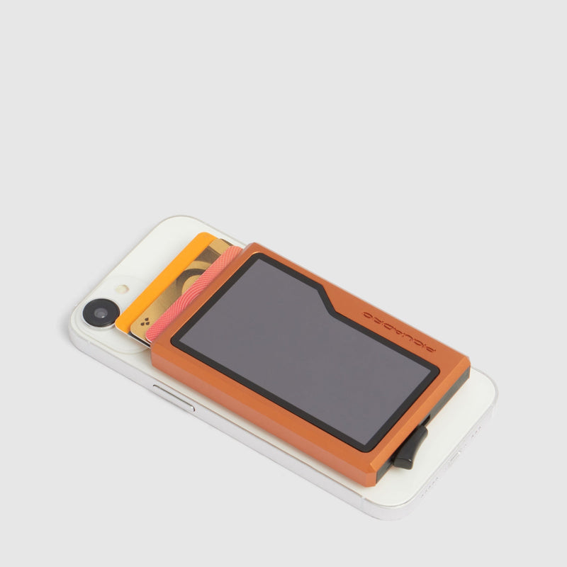 Leather MagSafe® Pop-Up Card Holder with RFID Protection - Orange - photo 3