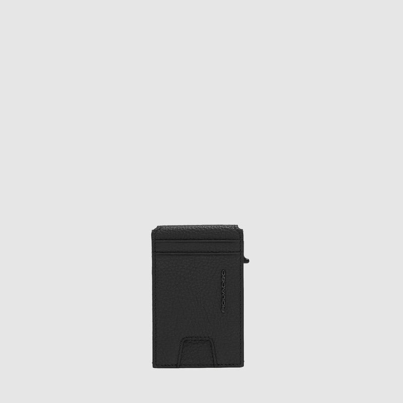 3-Slot Pop-up Leather Card Holder with RFID Protection - Black