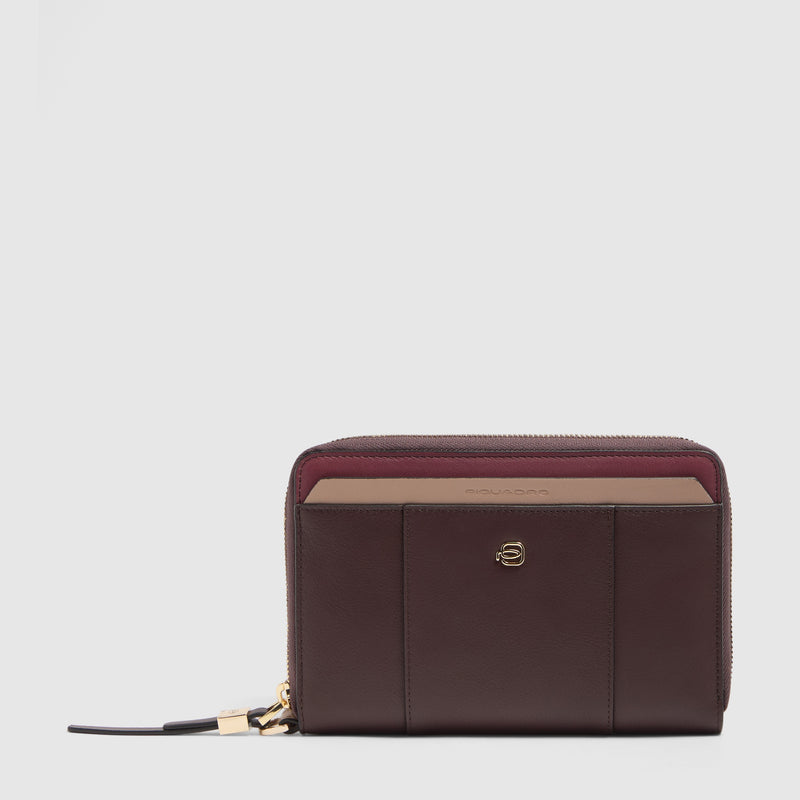 Porta passaporto con chiusura a zip - bordeaux/rosa